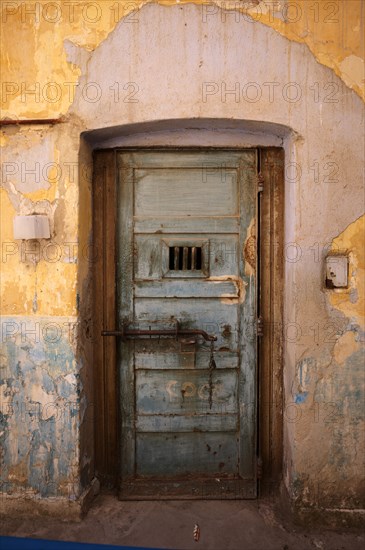 Door, gate, administrative building, former prison, weathered, Acropolis, Heptapyrgion, fortress,