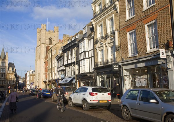 Great St Mary's church and historic buildings King's Parade, Cambridge, England, United Kingdom,