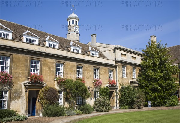 Historic First Court building and lawn, Christ's College, University of Cambridge, England, United