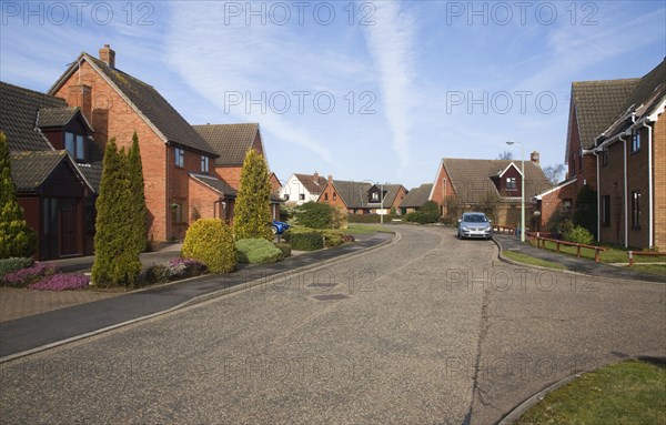 Detached houses in modern suburban housing estate, Martlesham, Suffolk, England, United Kingdom,
