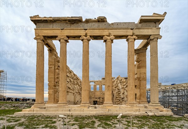 East facade of Erechtheion or Erechtheum, Temple of Athena Polias, Acropolis of Athens, Greece,