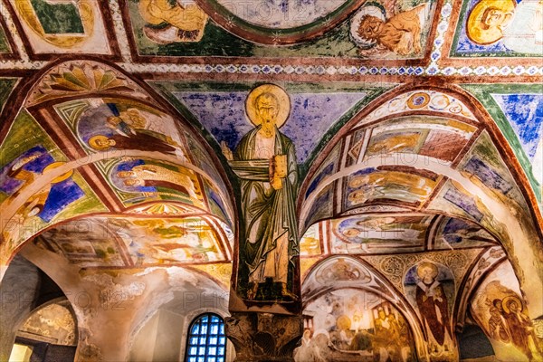 Crypt of frescoes from the 9th century under the main altar, Cripta degli Affreschi, Basilica of