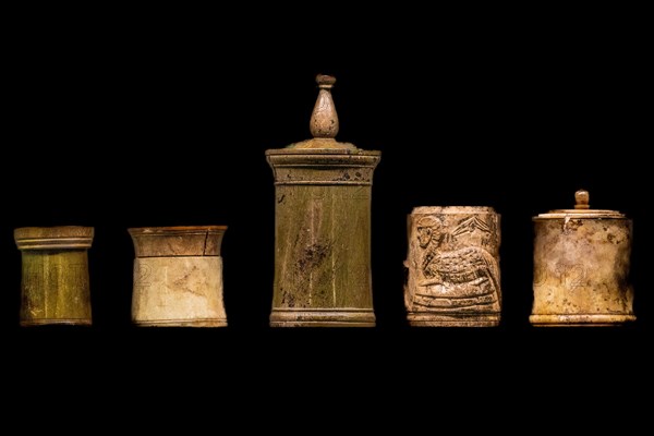 Toilet and make-up vessels, 1st-4th century, National Archaeological Museum, Villa Cassis Faraone,