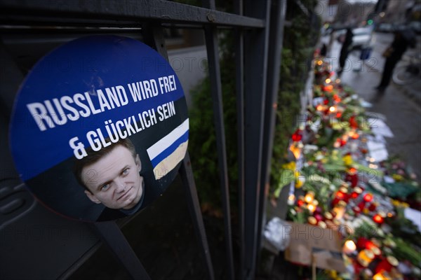 Photos, candles, grave lights and flowers for the Russian opposition leader Alexei Navalny, who