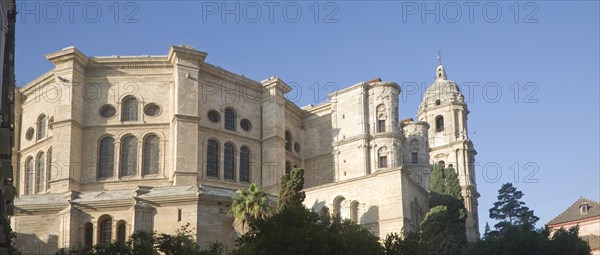 Baroque architecture exterior of the cathedral church of Malaga city, Spain, Santa Iglesia Catedral