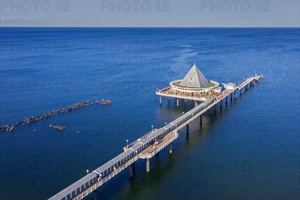 Heringsdorf Pier, Seebruecke Heringsdorf stretching out into the Baltic Sea on the island of