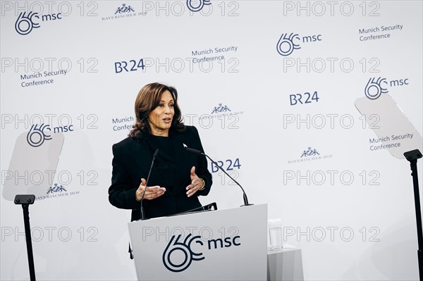 Kamala Harris, US Vice President, recorded during a speech at the Munich Security Conference (MSC)