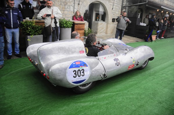 Mille Miglia 2016, time control, checkpoint, SAN MARINO, start no. 303 LOTUS ELEVEN built in 1954
