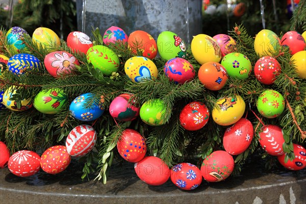 Detail of an Easter fountain in Franconian Switzerland, Bamberg district, Upper Franconia, Germany,