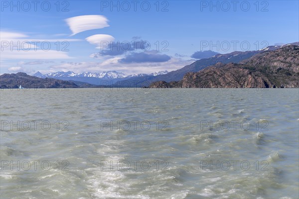Boat trip, glacial lake, Torres del Paine National Park, Parque Nacional Torres del Paine,