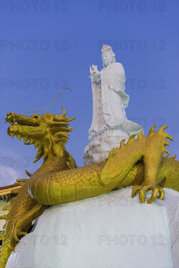 Buddhist temple, evening light, religion, Buddhism, world religion, statue, sculpture, worship,