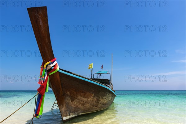 Longtail boat, fishing boat, wooden boat, boat, decorated, tradition, traditional, faith, cloth,