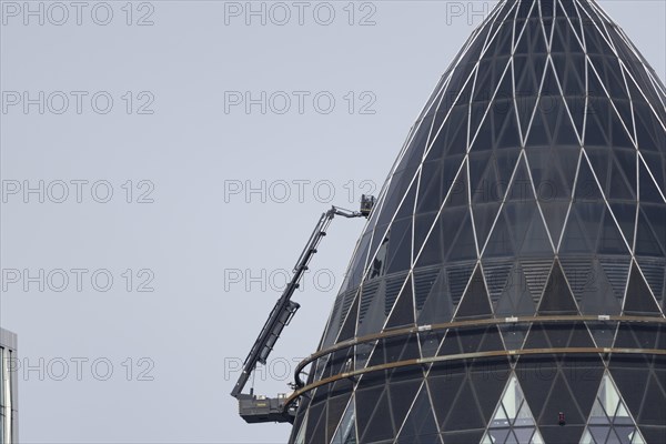The Gherkin skyscraper building close up of window details, City of London, England, United