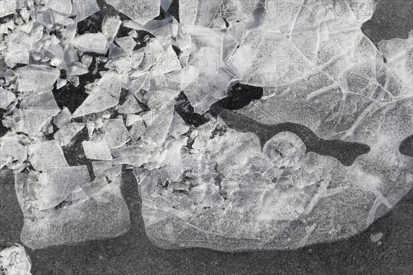 Winter riverscape, ice structures, detail, Saint Lawrence River, Province of Quebec, Canada, North