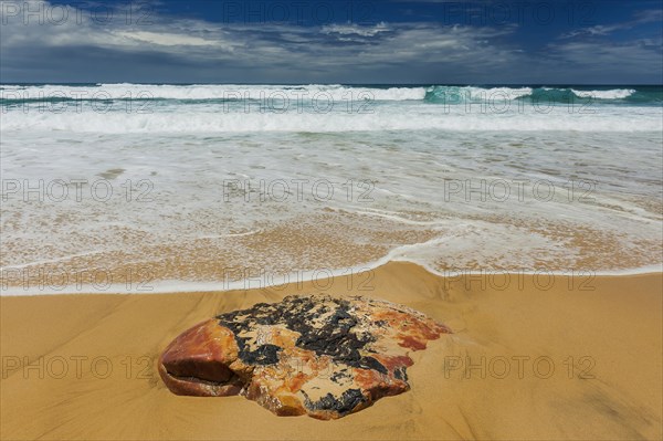 Textured stone on the beach, sea, Atlantic coast, coast, surf, surf, emotion, calmness, nobody,