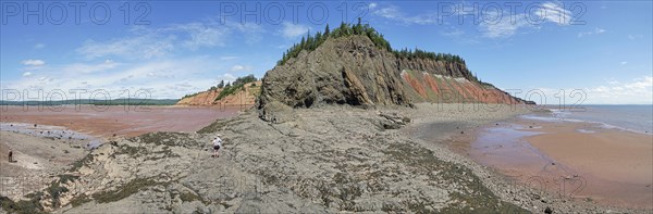 Panorama, cliffs, red sandstone, Five Islands Provincial Park, Fundy Bay, Nova Scotia, Canada,