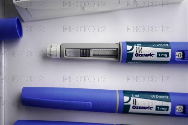 Close-up of an Ozempic injection pen with dosage display, for diabetes 2 patients, Stuttgart,