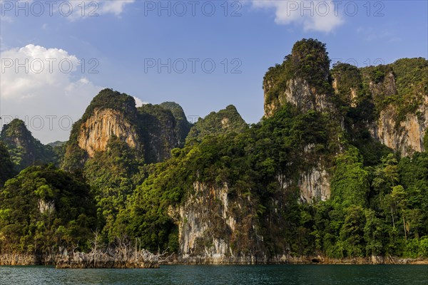 Limestone rocks in Cheow Lan Lake in Khao Sok National Park, nature, travel, holiday, lake,