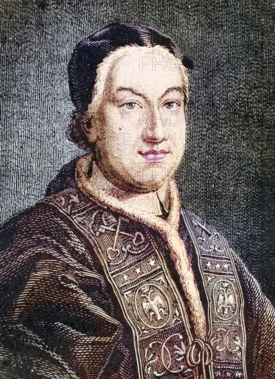 Pope Pius VI, 1717-1799, Historical, digitally restored reproduction from a 19th century original,