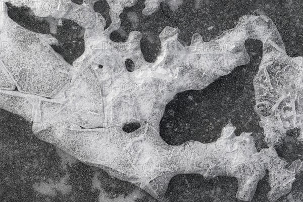 Winter riverscape, ice structures, detail, Saint Lawrence River, Province of Quebec, Canada, North