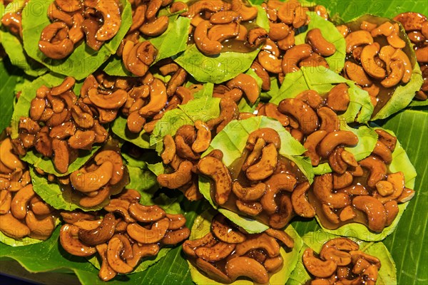 Roasted nuts at the evening market in Krabi, market, food, nutrition, decoration, display, grilled,