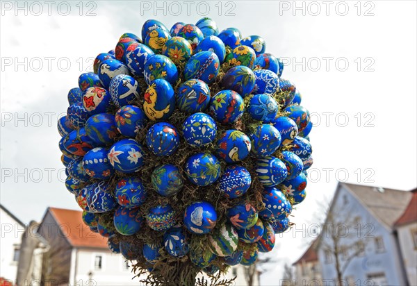 Detail of an Easter fountain in Franconian Switzerland, Bamberg district, Upper Franconia, Germany,