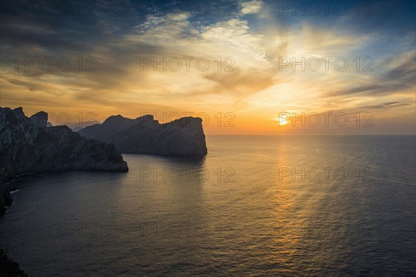 Sunset, Cape Formentor, Port de Pollenca, Serra de Tramuntana, Majorca, Majorca, Balearic Islands,