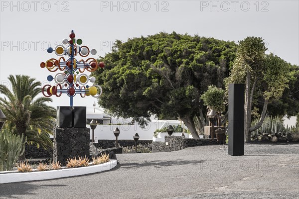 Garden in the inner courtyard of the Fundacion Cesar Manrique, Lanzarote, Canary Islands, Spain,