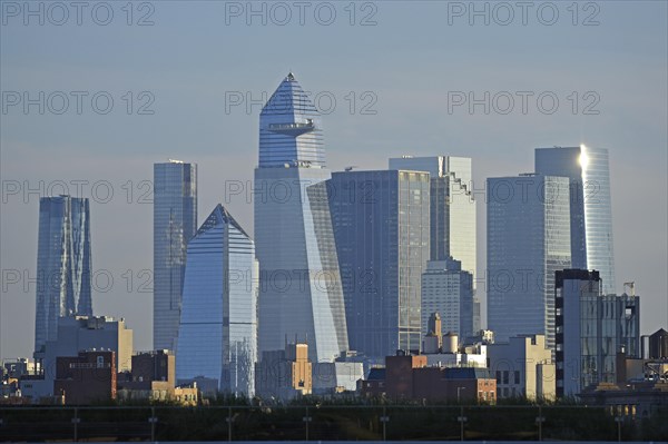 Skyline of the shining skyscrapers Hudson Yards, Chelsea neighbourhood, West Manhattan, New York