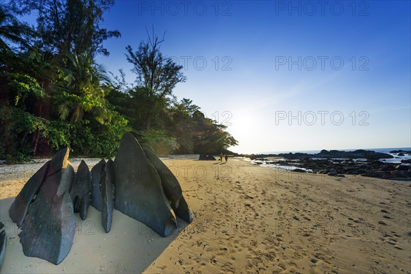 Rocky beach landscape at Silent beach in Khao lak, beach, sandy beach, panorama, beach panorama,
