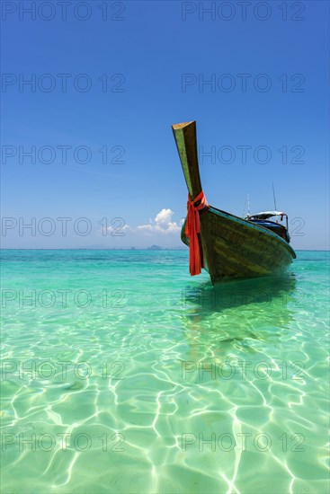 Longtail boat, fishing boat, wooden boat, decorated, tradition, traditional, faith, cloth,