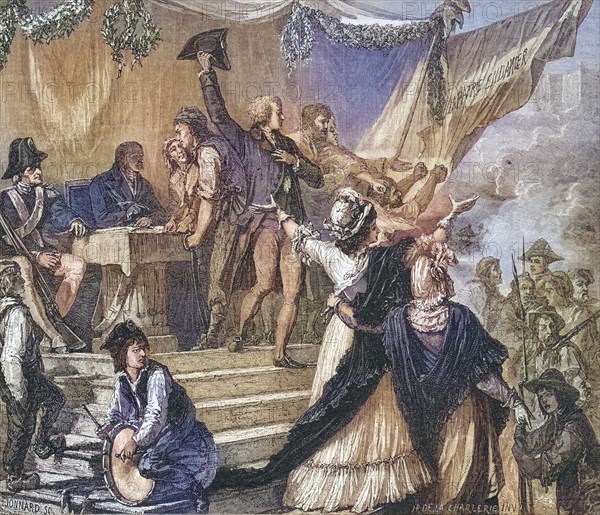 Recruitment of volunteers, 1792, France, French Revolution, Historical, Digitally restored