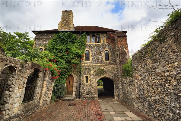 Historic building with passageway, Canterbury Cathedral, The Cathedral of Christ Church, Cloister,