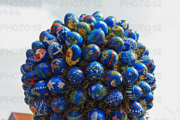 Detail of an Easter fountain in Franconian Switzerland, Bamberg district, Upper Franconia, Germany,