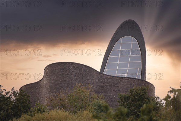 St. Mary's Church Schillig, catholic, called God's Halfpipe, church by the sea, at dusk, mystical