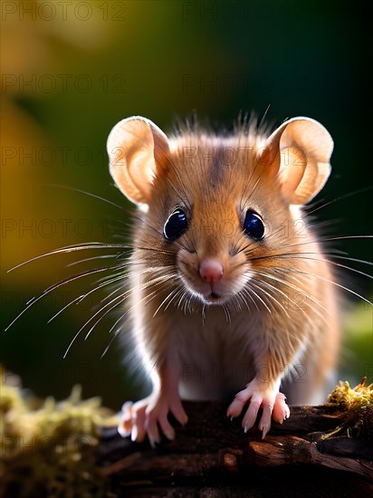 Garden dormouse with large eyes radiating curiosity and wonder, AI generated