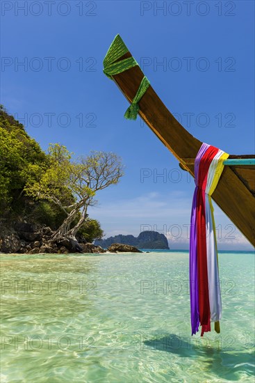 Bamboo, island, boat, wooden boat, longtail boat, bay, bay, sea, ocean, Andaman Sea, tropics,