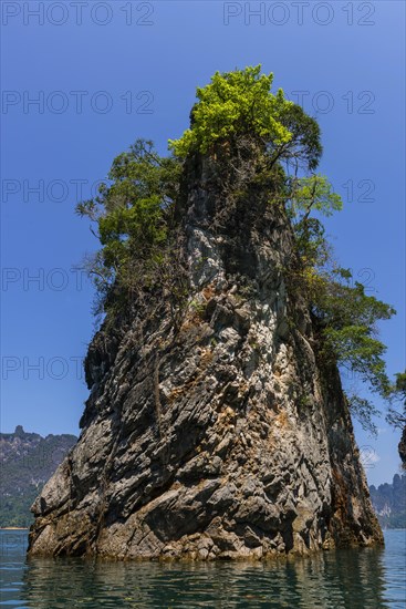 Limestone rocks in Cheow Lan Lake in Khao Sok National Park, nature, travel, holiday, lake,