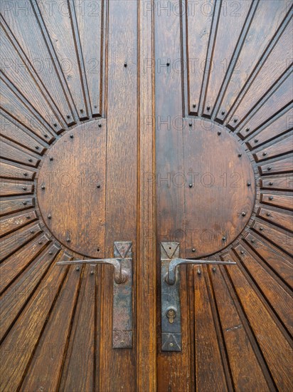Detail of the church door, Roman Catholic parish church of St Nicholas, Stubenberg am See, Eastern