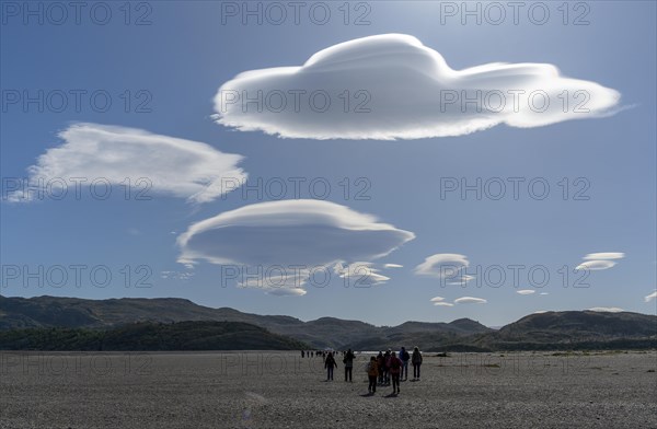 Shore area and cloud formation, Lago Grey, Torres del Paine National Park, Parque Nacional Torres