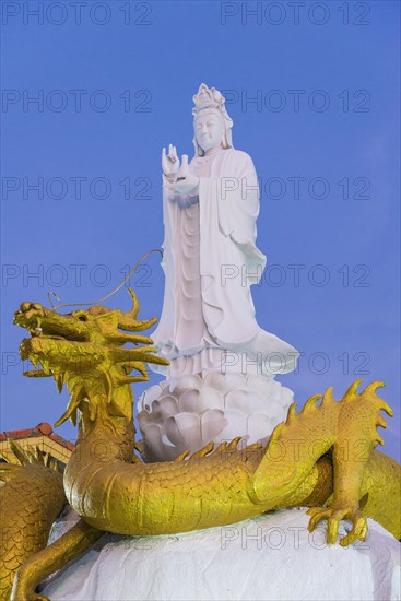 Buddhist temple, evening light, religion, Buddhism, world religion, statue, sculpture, worship,