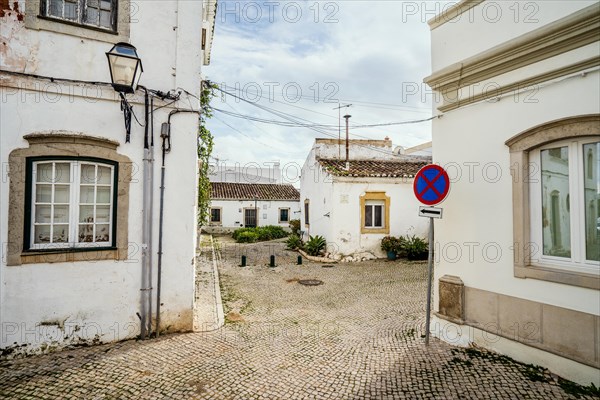 Residential area with traditional Portuguese architecture in Sao Bras de Alportel, Algarve,