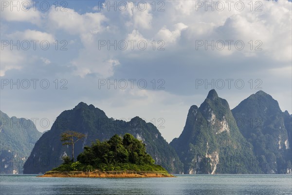 Limestone rocks in Cheow Lan Lake in Khao Sok National Park, nature, travel, holiday, lake,