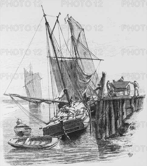 Wadden Ewer, North Sea, East Frisia, two-master, sailing ship, flat bottom for coastal waters,