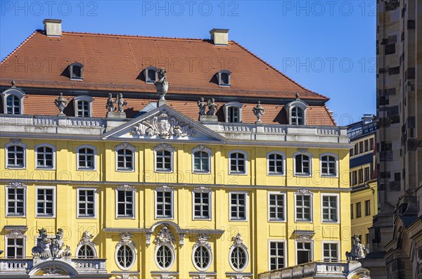 The rebuilt Coselpalais next to the Church of Our Lady on the Neumarkt in the inner city centre of