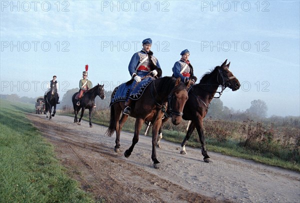 Participants of a cavalry march from Bad Dueben to Leipzig on 16 October 1998. On the 185th