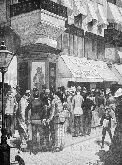 At the Gigerlecke in Vienna, street scene, many people, drinking Heurigen, wine, bar, shops,