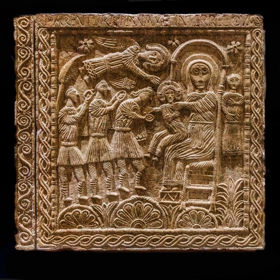 Ratchis Altar with Adoration of the Magi with the Mother of God on the throne, 8th century, Museo
