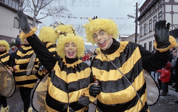 Carnival in Wasungen, Thuringia on 13.02.1999. The Wasungen carnival is known for its popular