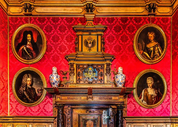Prince's parlour, neo-renaissance, neo-baroque style interiors, Miramare Castle with magnificent